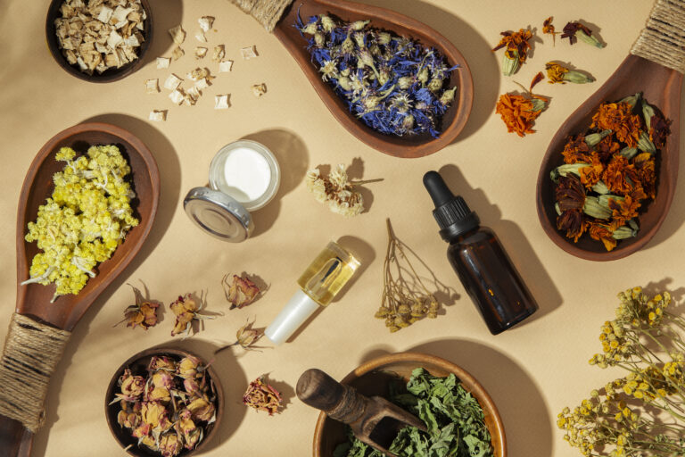 top view phytotherapy still life